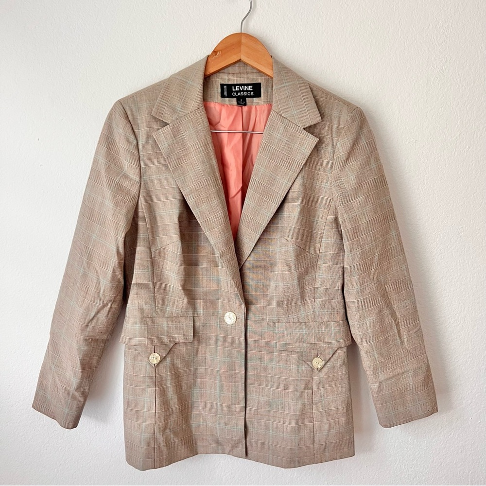 Vintage Beige Plaid Blazer